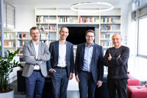 (von links) Prof. Jens Krzywinski (TU Dresden), Prof. Steffen Ihlenfeldt (Fraunhofer IWU), Prof. Christoph Leyens (Fraunhofer IWS), Prof. Matthias Klingener (Fraunhofer IVI)
